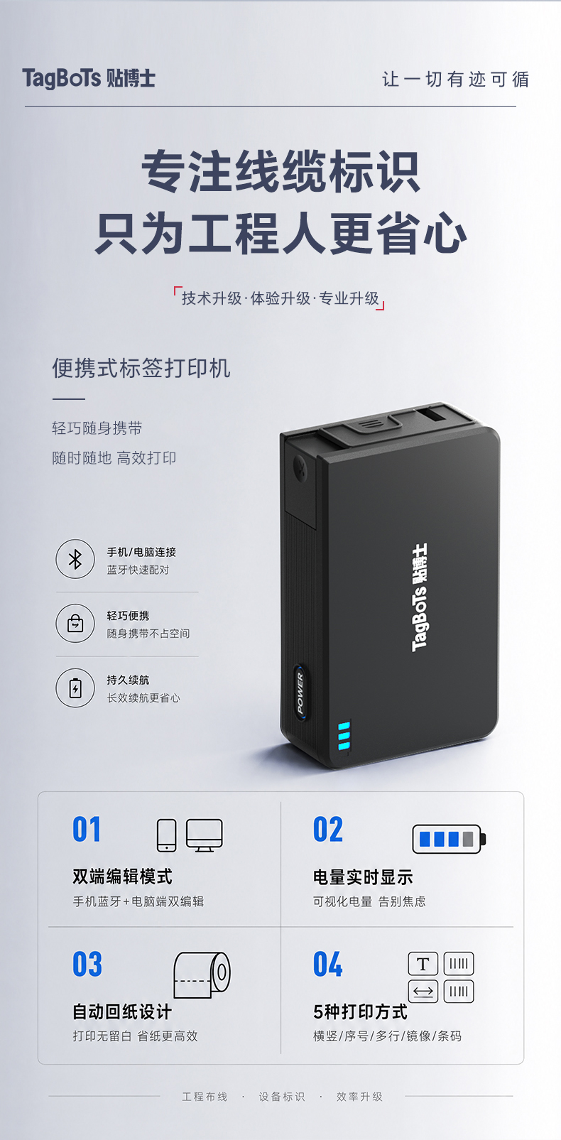 贴博士Q18专业热转印线缆标签机